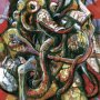 Der Kampf - Mischtechnik, 100 x 120, 1998, Privatbesitz J. Rüdiger